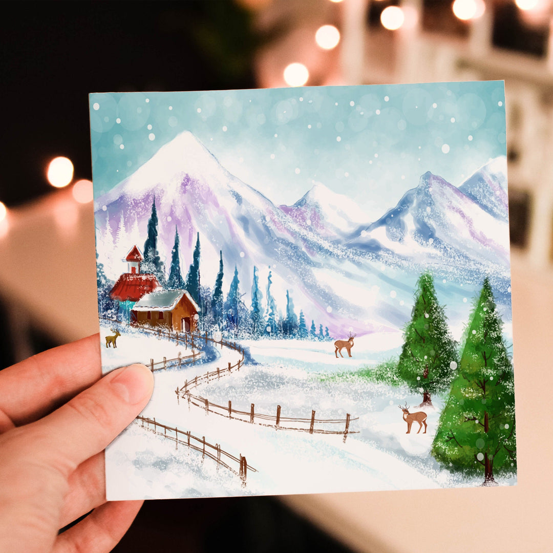 First Snow Holiday Cards – Illustrated Village Christmas Card Set or Single- on Lucasgift