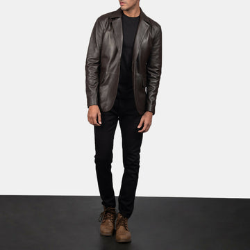 Men’s Brown Sheepskin Leather Blazer | Premium Genuine Leather Jacket for Winter & Formal Wear
