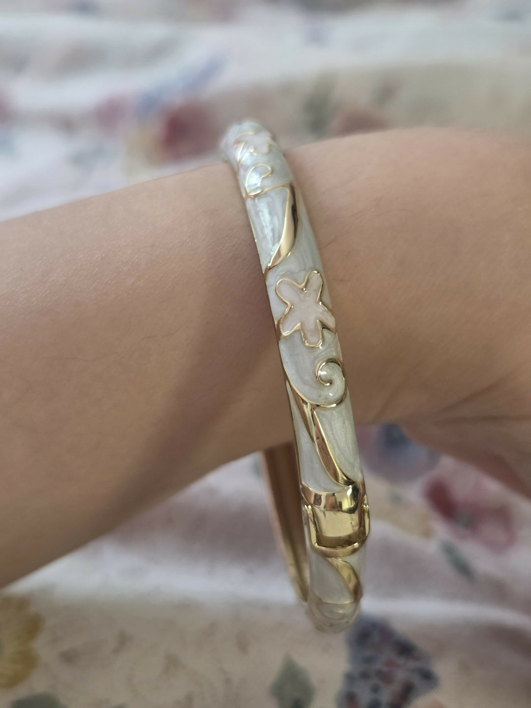 Seafoam Boho Cloisonné Bangle with Starfish | Handcrafted Artisan Jewelry Gift- on Lucasgift