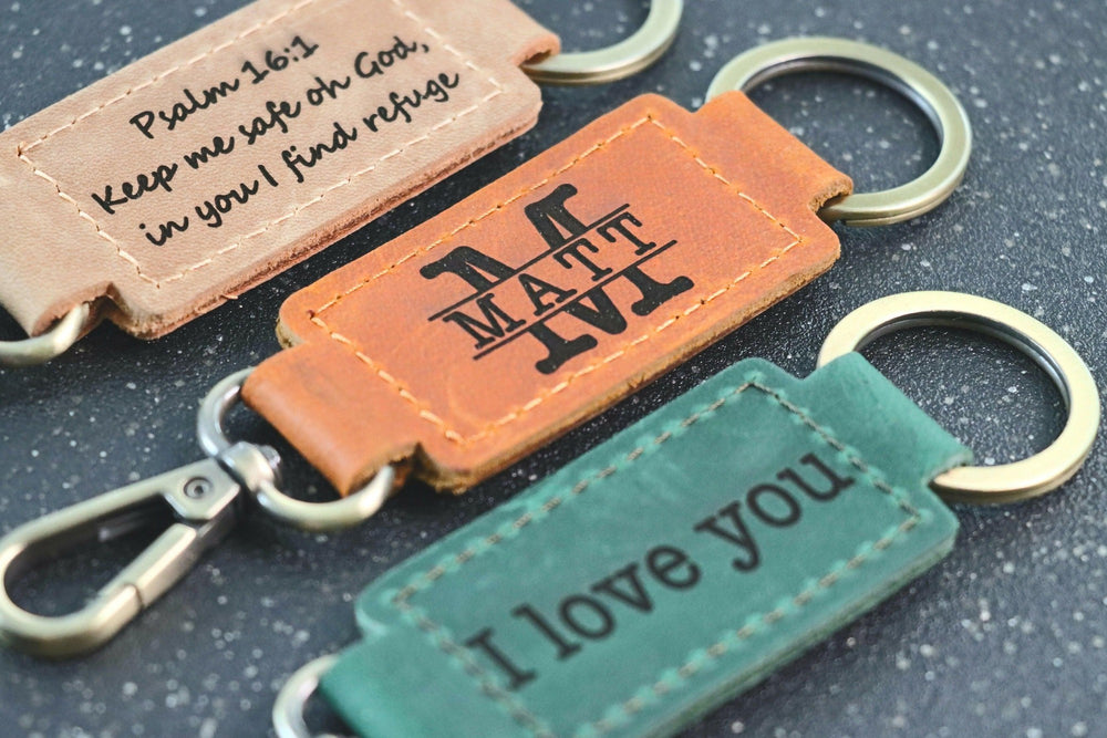 Personalized Leather Keychain. Custom Leather Keychain. Monogrammed Leather Key fob Leather Key Fob, Keychain, Monogrammed Keychain- on Lucasgift