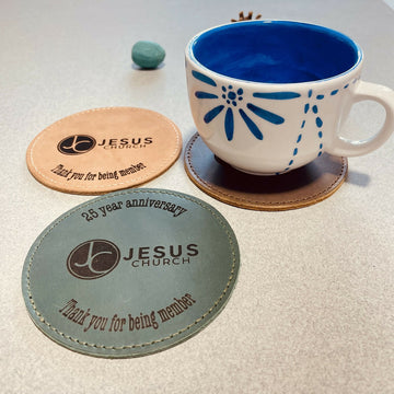 Set of 100 BULK COASTERS, Personalized LEATHER Coaster