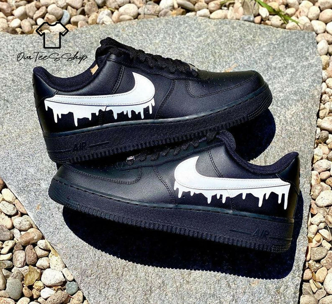 Custom White Drip AF1 Sneakers, Hand Painted Personalized Shoes