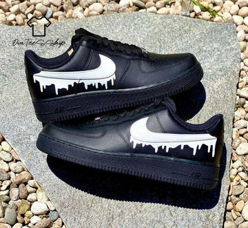 Custom White Drip AF1 Sneakers, Hand Painted Personalized Shoes