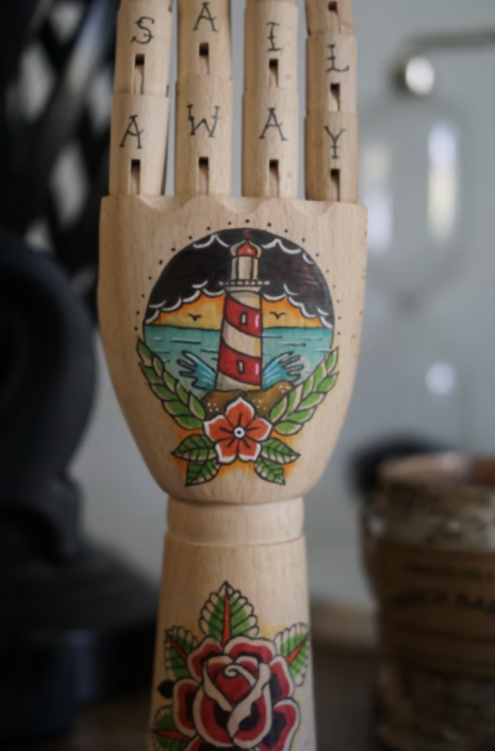 LIGHTHOUSE SUNSET WOODEN HAND- on Lucasgift
