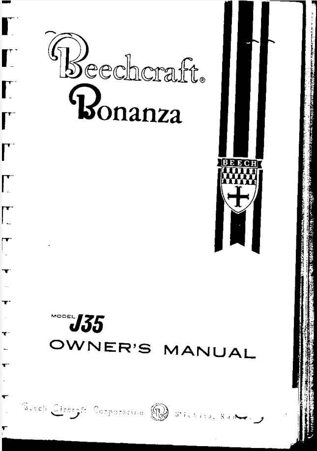 Beechcraft J35 Bonanza Pilot’s Operating Handbook POH Manual- on Lucasgift