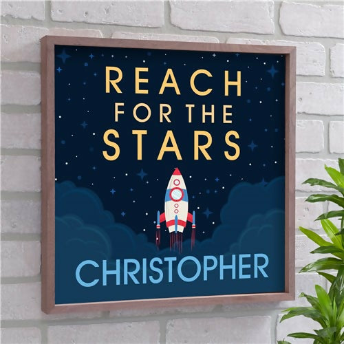 Personalized "Reach for the Stars" Kids Wall Decor – Custom Name Bedroom Sign- on Lucasgift