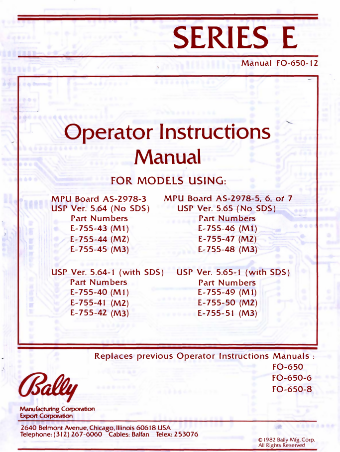 BALLY E-series Operation Manual- on Lucasgift