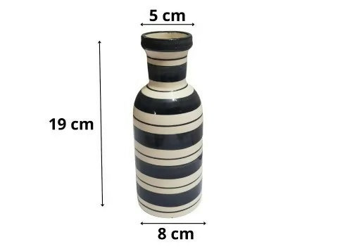 Handcrafted Indian Black & White Striped Ceramic Vase- on Lucasgift