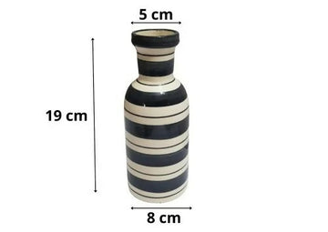 Handcrafted Indian Black & White Striped Ceramic Vase- on Lucasgift