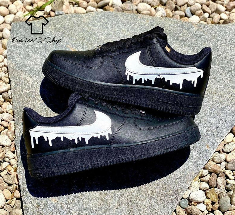 Custom White Drip AF1 Sneakers, Hand Painted Personalized Shoes- on Lucasgift