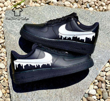 Custom White Drip AF1 Sneakers, Hand Painted Personalized Shoes