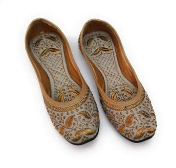 Embroidered Grey Jutti: Handmade Punjabi Khussa Shoes- on Lucasgift