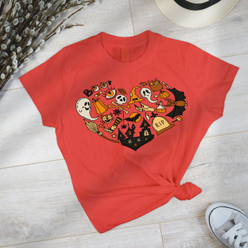 Halloween Doodles Hearth Shirt Gift For Halloween Moms, Cute Halloween Tshirt, Halloween Sweatshirt, Pumpkin Sweatshirt, Halloween Witch Tee-Lucasgift