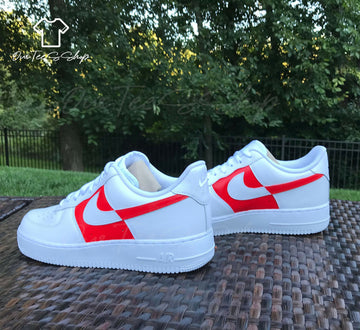 Custom Red White AF1 Sneakers, Hand Painted Personalized Shoes