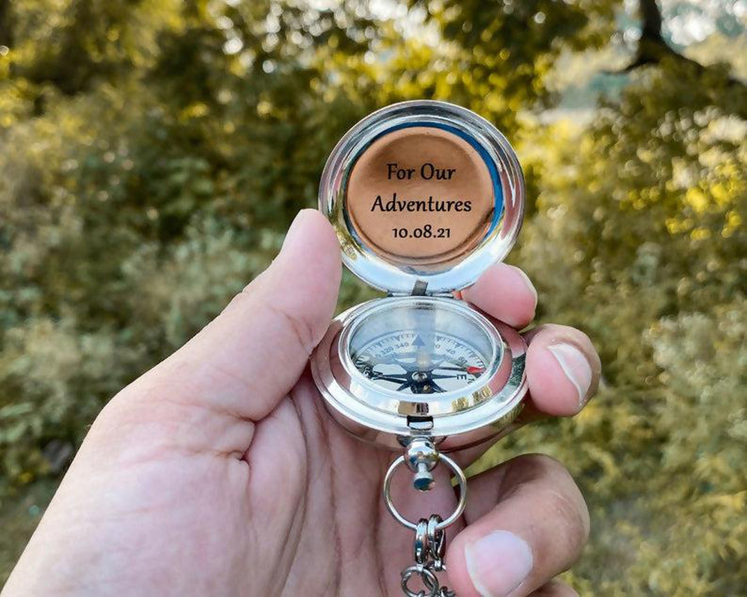 Engraved Compass, Personalized Compass, Antique Compass, Custom Silver Compass, Groomsmen Gift, Gift for him, Wedding Gift, Christmas Gift- on Lucasgift