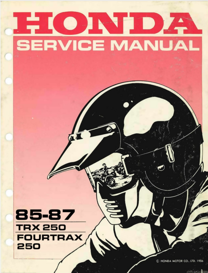HONDA FOURTRAX TRX250X Repair Manual 87-88- on Lucasgift