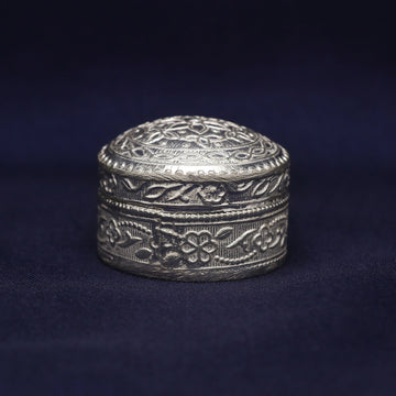 925 Sterling Silver Engraved Trinket Sindur Kajal Box Handmade | Weight 18.9 Grams BJ1021- on Lucasgift