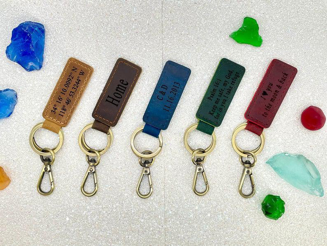 PERSONALIZED GIFT, Leather KEYCHAIN, Coordinates Key Chain, 3rd Anniversary Gift, Gift for Birthday, Keyfob, Best Gift , Real Leather, Same Day Shipping, Free Shipping US- on Lucasgift