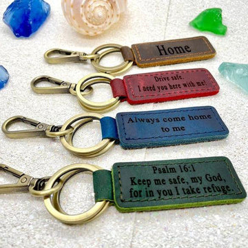 MONOGRAMMED Leather KEYCHAIN, Coordinates Key Chain, Best Gift , Real Leather. Free Shipping US- on Lucasgift