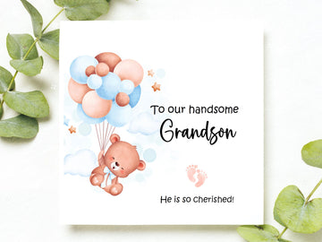 Bear Clouds and Balloons Baby Shower Thank You Cards, Gift Bag Tags, Announcement Cards- on Lucasgift