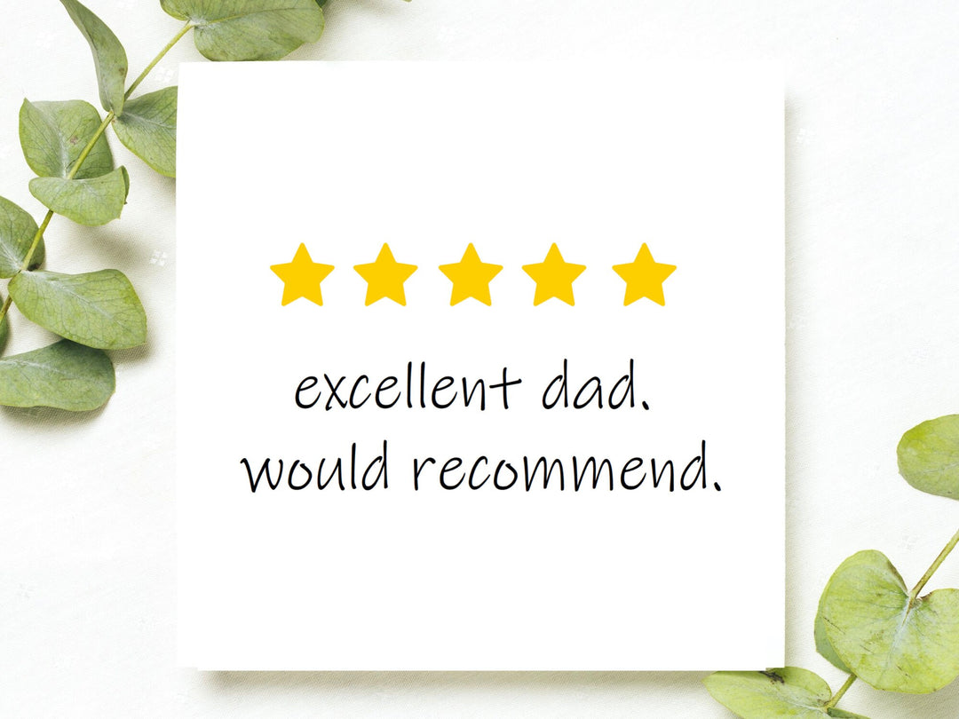 excellent dad. would recommend, funny fathers day card, GIFT BAG TAG, father's day, card for dad, birthday card, first fathers day card- on Lucasgift