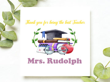 PERSONALIZED Teacher Thank You Card, Thank You For Being the Best Teacher, Personalized Cute Teacher Card, End of Term Gift For Teachers- on Lucasgift