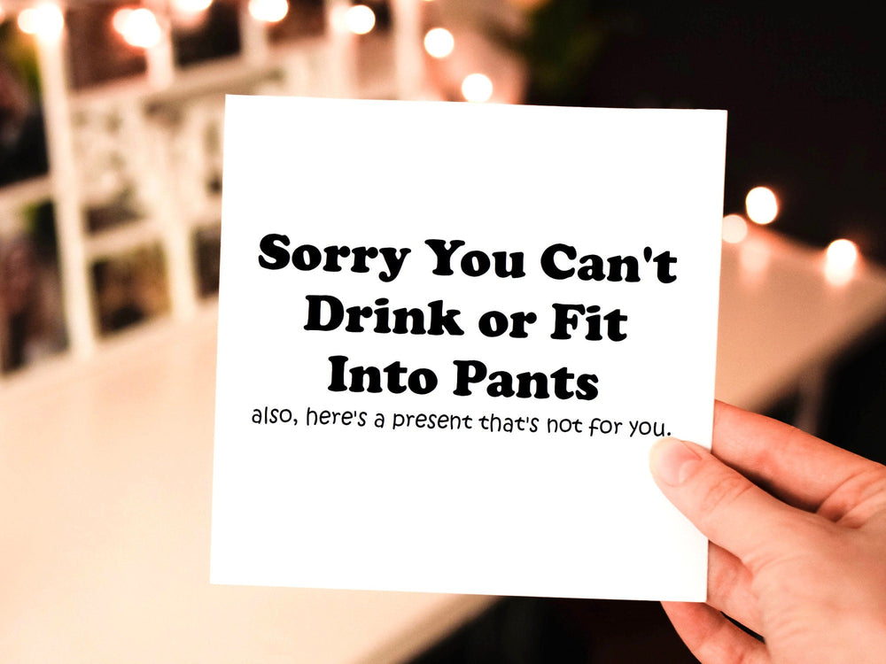sorry you can't drink or fit into pants. also, here's a present not for you // GIFT BAG TAG for Baby Shower Gift, Funny Friend Gift- on Lucasgift