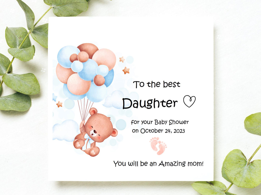 Personalized Baby Shower Card, Mummy To Be, On Your Baby Shower, New Baby, Baby Shower, Parents To Be, Boy, Girl, Neutral, Blue and Pink- on Lucasgift