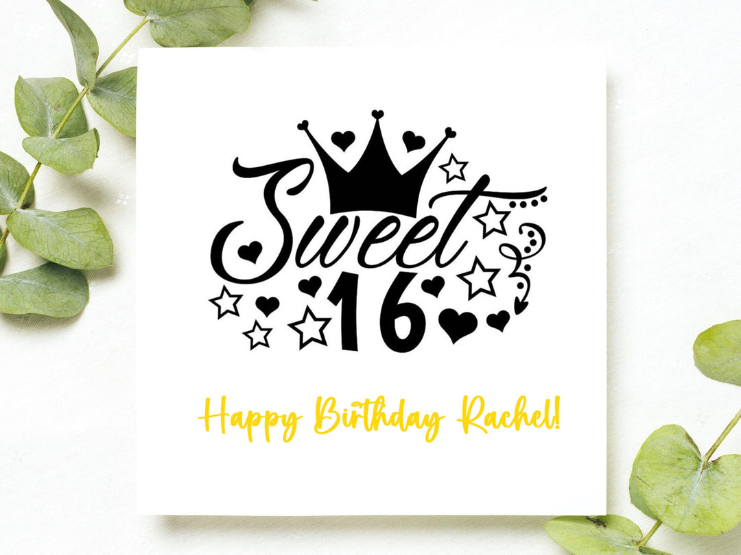 16th Birthday Card, Friend Birthday Card, Personalized with Name, 16th Birthday Card Customized, Sweet Sixteen Birthday Card, 16th Bday- on Lucasgift