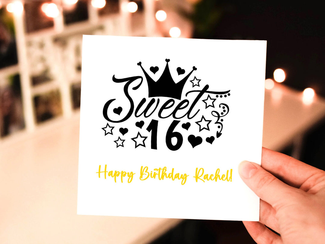 16th Birthday Card, Friend Birthday Card, Personalized with Name, 16th Birthday Card Customized, Sweet Sixteen Birthday Card, 16th Bday- on Lucasgift