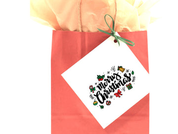 Merry Christmas Card, CHRISTMAS Gift BAG TAG, Beautiful Christmas Card Featuring a Wreath, Gift Tag, Christmas Gift Tag- on Lucasgift