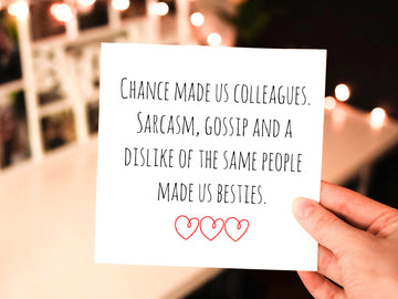 Chance Made Us Coworkers Sarcasm and Inappropriate Conversations *Heart Edition* Card | Work Bestie Birthday Card | Leaving Card- on Lucasgift
