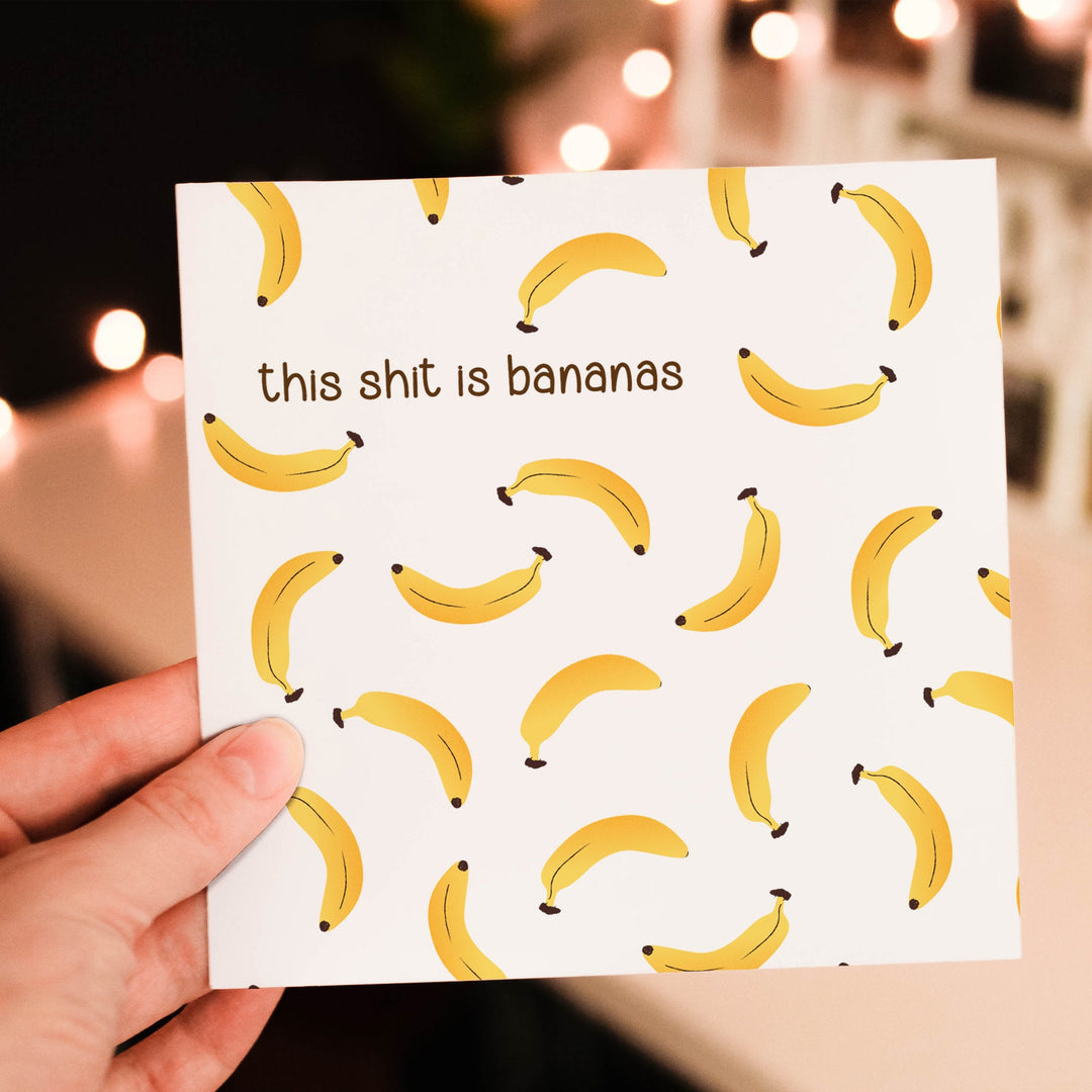 Funny Banana Card for any occasion, This Shit is Bananas Greeting Card, Birthday Card, Get Well Card, Friendship Card, Congratulations Card- on Lucasgift