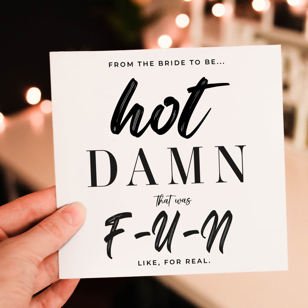 Bachelorette Party Thank You Cards - From the Bride to Be, "Hot Damn That Was Fun" | Bachelorette Thank You Card Set- on Lucasgift