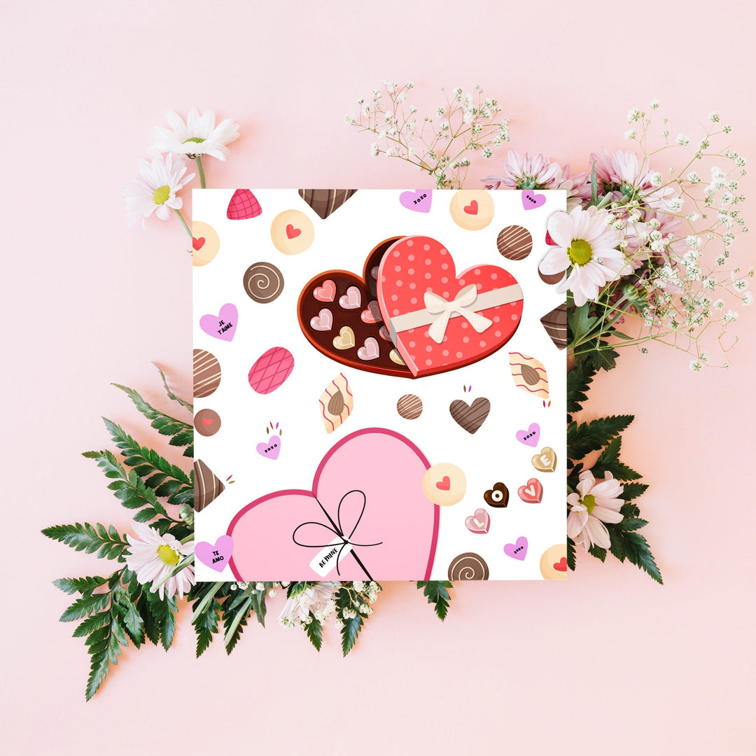 Valentine's Day Cards : Valentine's Sweets and Candy Illustrated Holiday Card Set, Valentine Greeting Card Set of 8 or Single Card- on Lucasgift