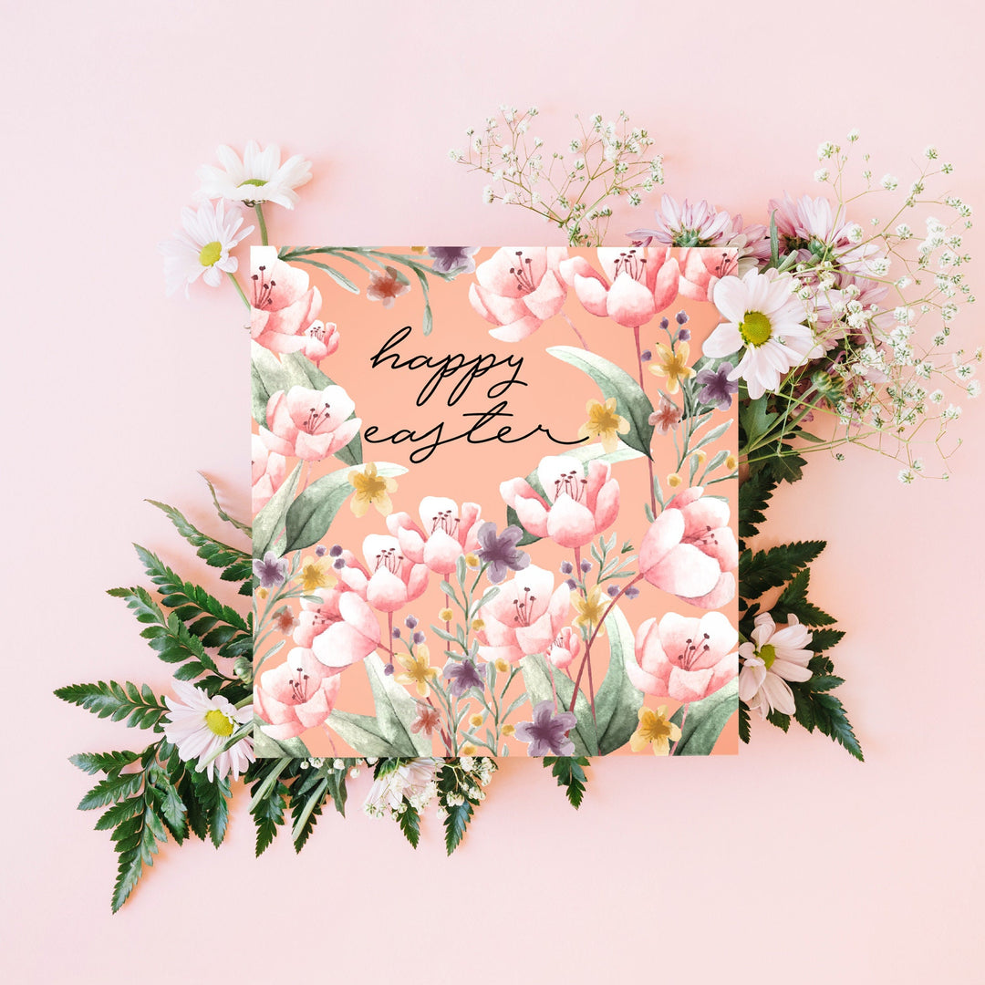 Easter Garden Cards, BULK EASTER GreetingCARDS, Illustrated Happy Easter Cards Set of 8 or Single Easter Greeting Card- on Lucasgift