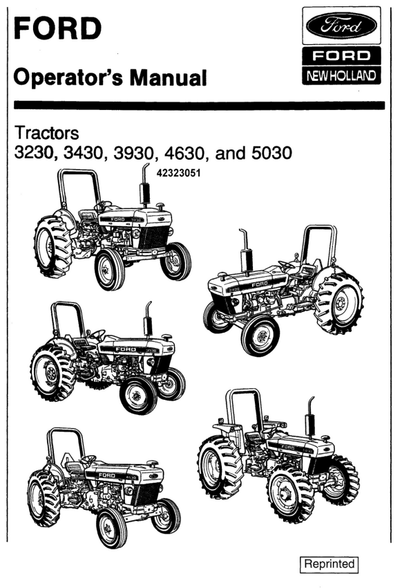 Ford 3230 3430 3930 4630 5030 SET Tractor Operators Manual New Holland- on Lucasgift