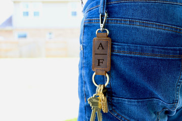 Personalized Leather Keychain with Heavy Duty Ring & Clasp