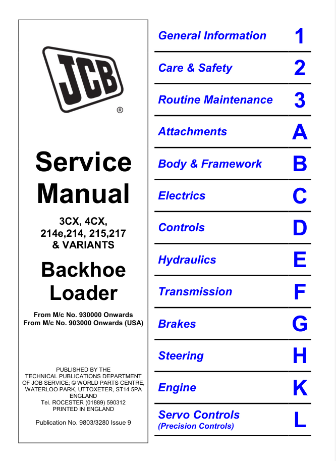 JCB 3CX 4CX Backhoe Loader Service Repair WorkShop Manual- on Lucasgift