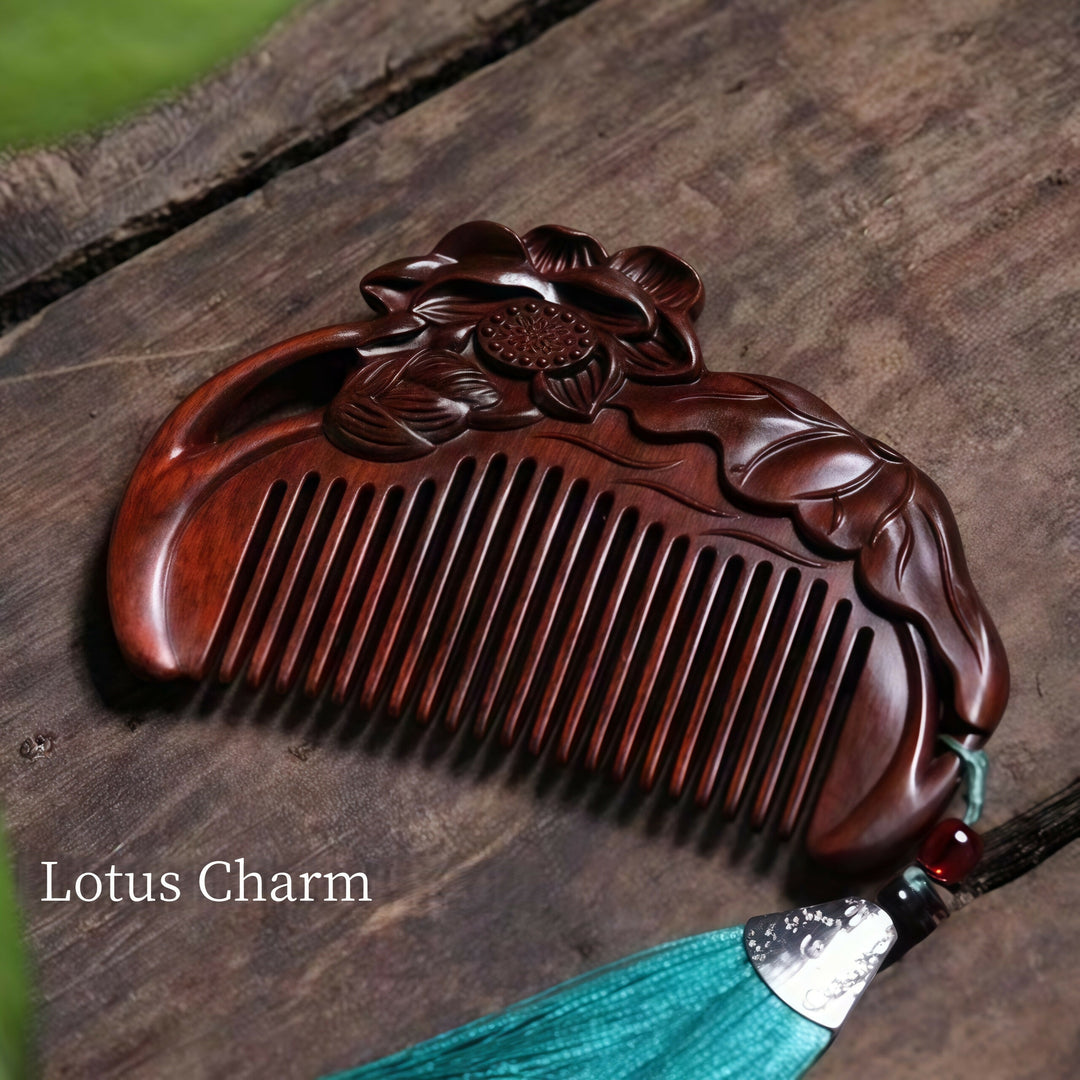 Rosewood carved double-sided wooden comb hair straightening massage comb wedding festival gift comb gift- on Lucasgift