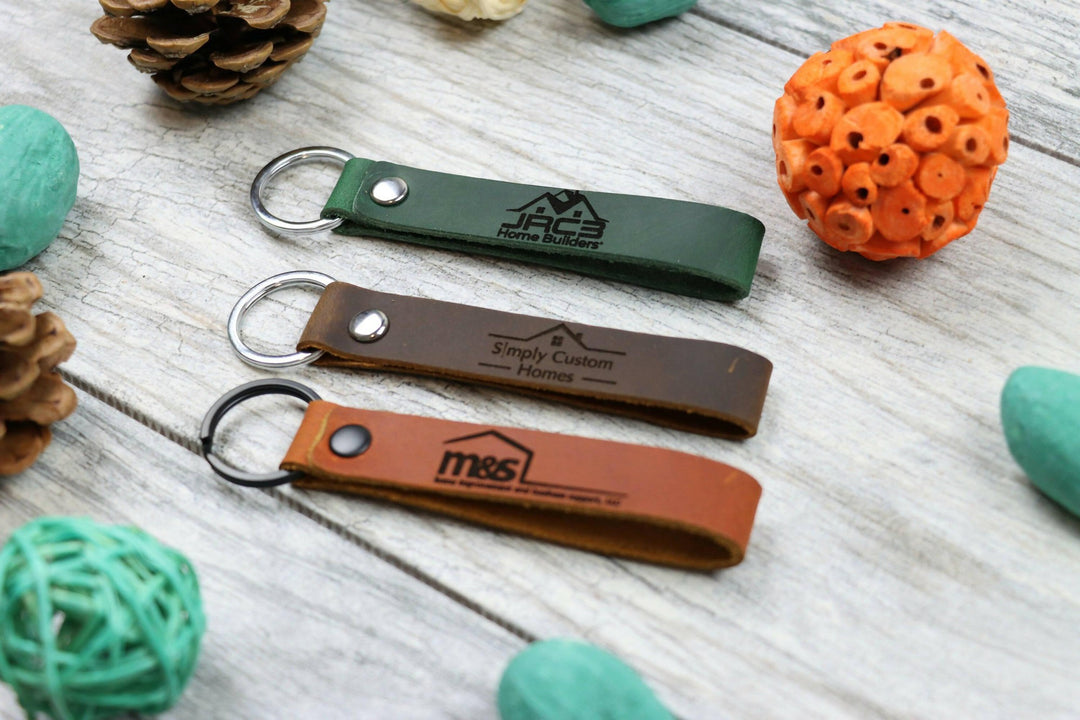 15 pcs+ Bulk Customizable Slim Leather Keychains, Gift For Realtors , Real Leather, Same Day Shipping, Free Shipping US- on Lucasgift