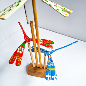 Set of 10 Hand Painted Bamboo Dragonfly: Balancing Decoration, 4.5"- on Lucasgift