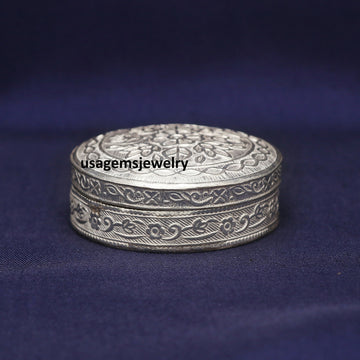925 Sterling Silver Vintage Trinket Kajal Kumkum Sindur Box Handmade | Weight 30.88 Grams BJ1019- on Lucasgift