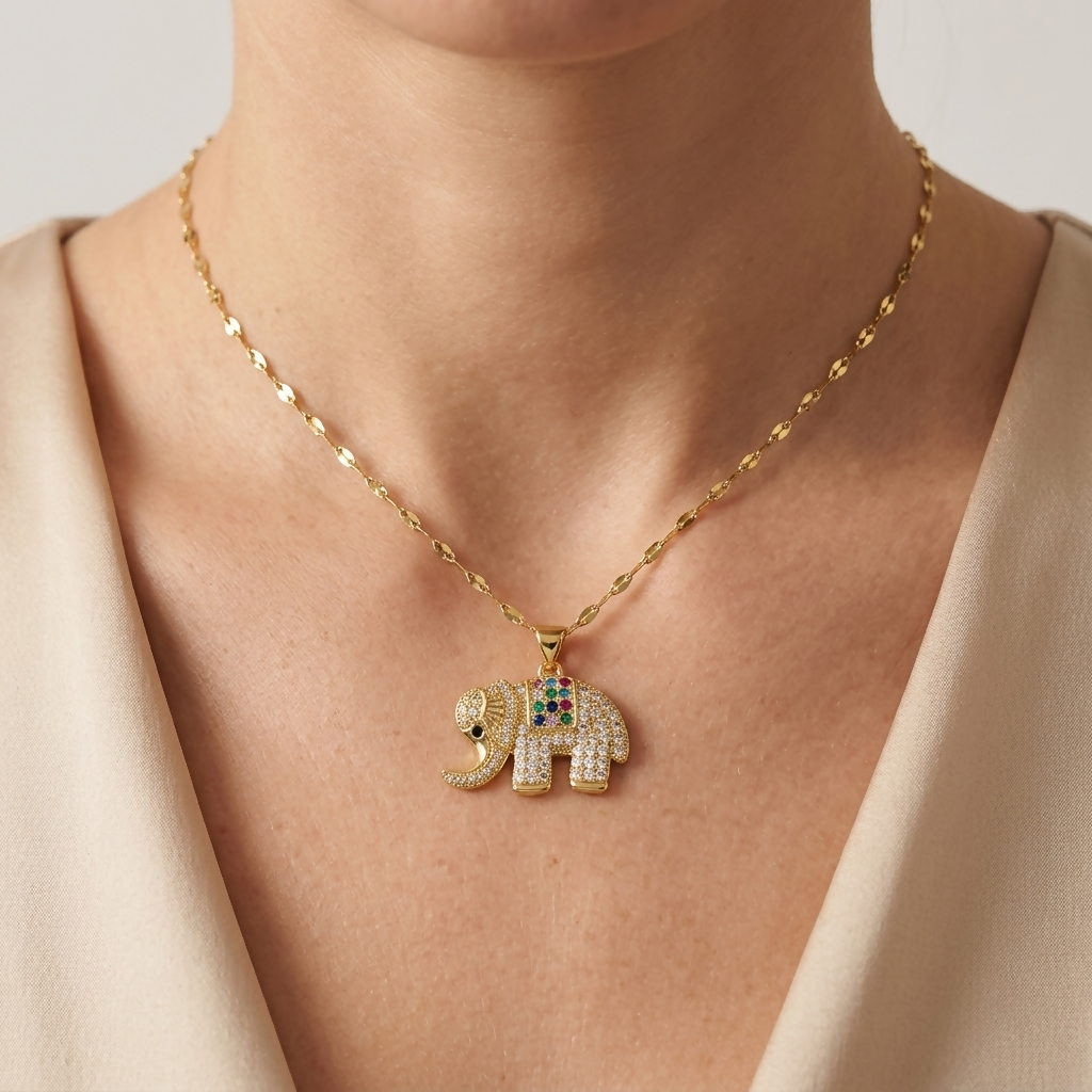 Elephant Necklace, Gold elephant necklace pendant, Lucky Elephant Jewelry, elephant gifts, Gift for her- on Lucasgift