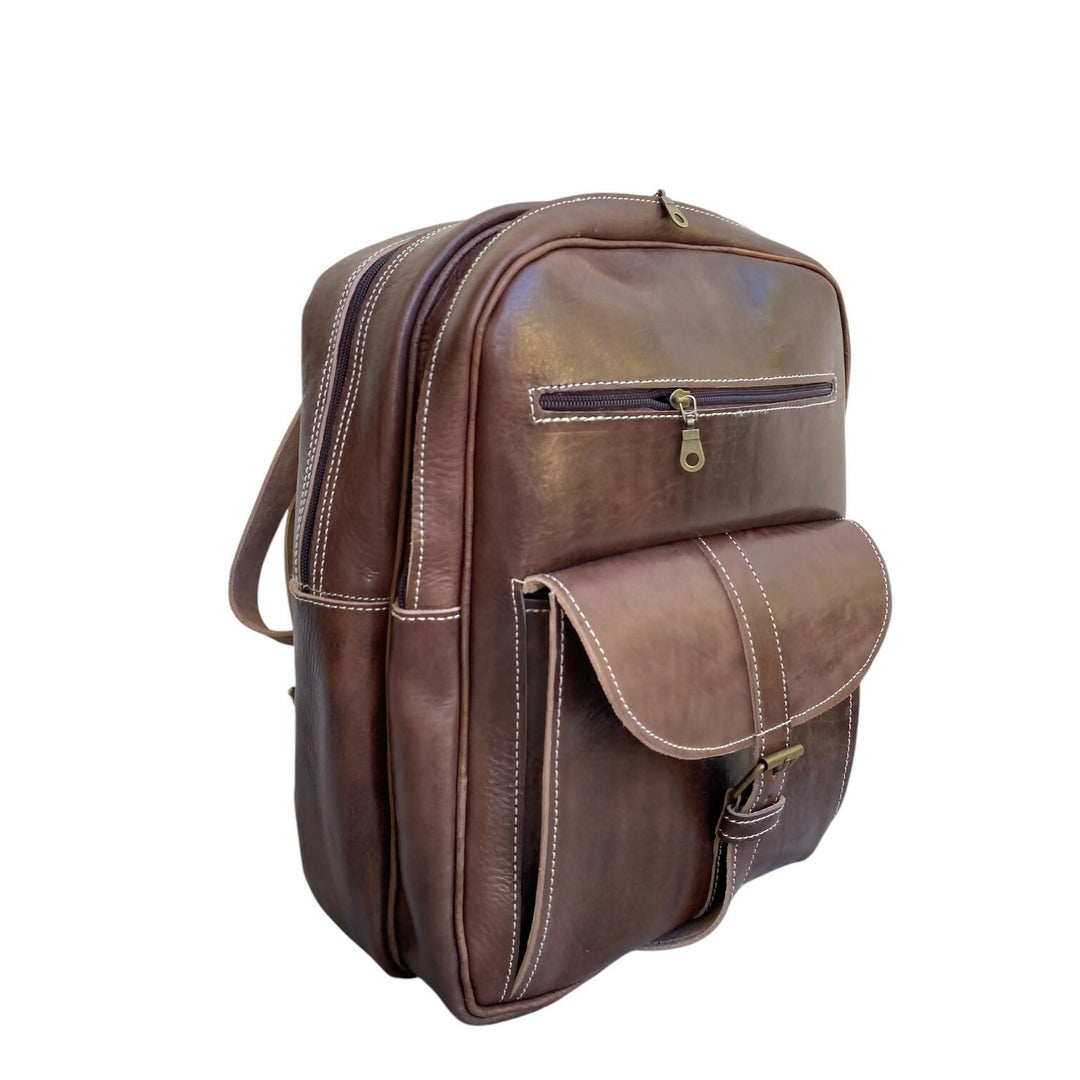 Genuine Leather Backpack Handmade Moroccan Craftsmanship Vintage Professional Style- on Lucasgift