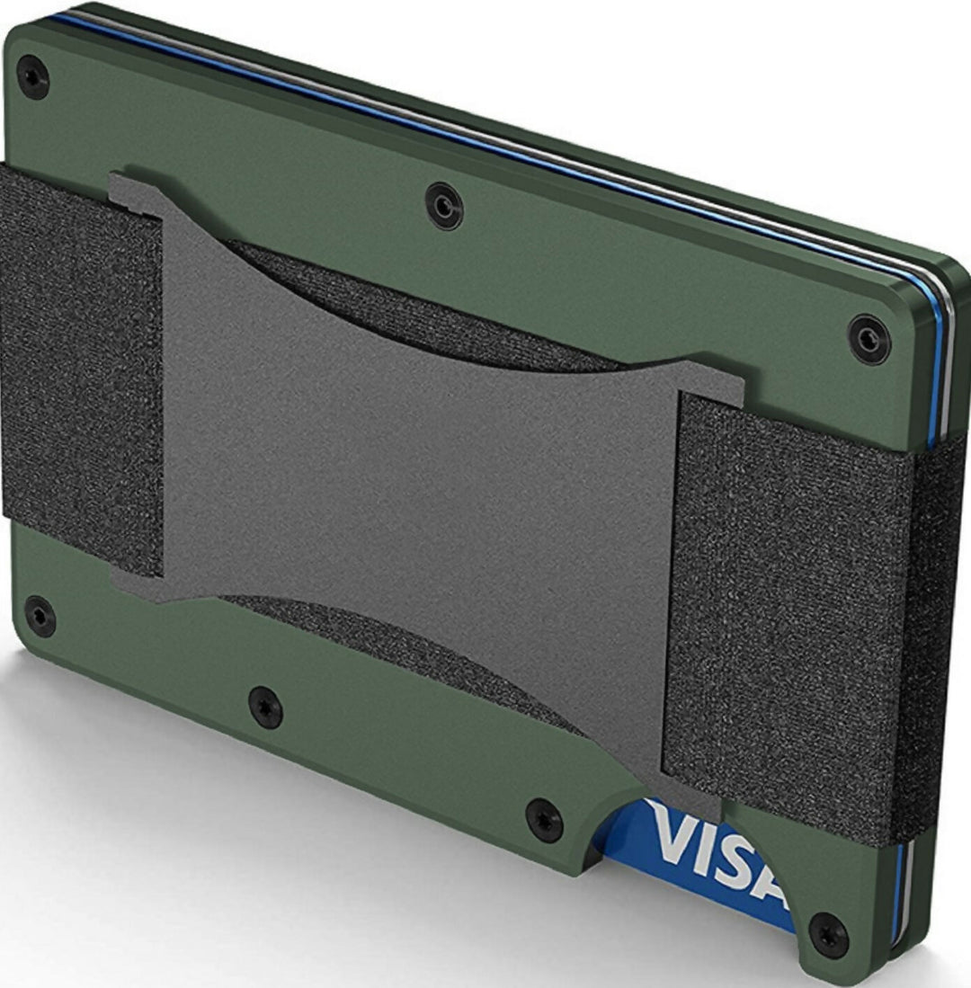 Metal Wallet with Cash Strap Band for Men RFID Card Holder Money Clip Wallets for Women ,Army Green ,2025- on Lucasgift