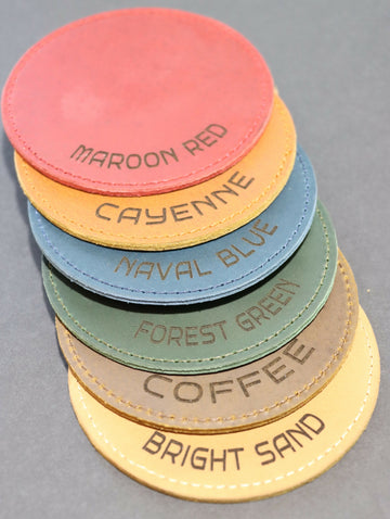 Set of 4 Personalized Leather Coaster, Engraved Full Grain Distressed Leather, Church Gifts