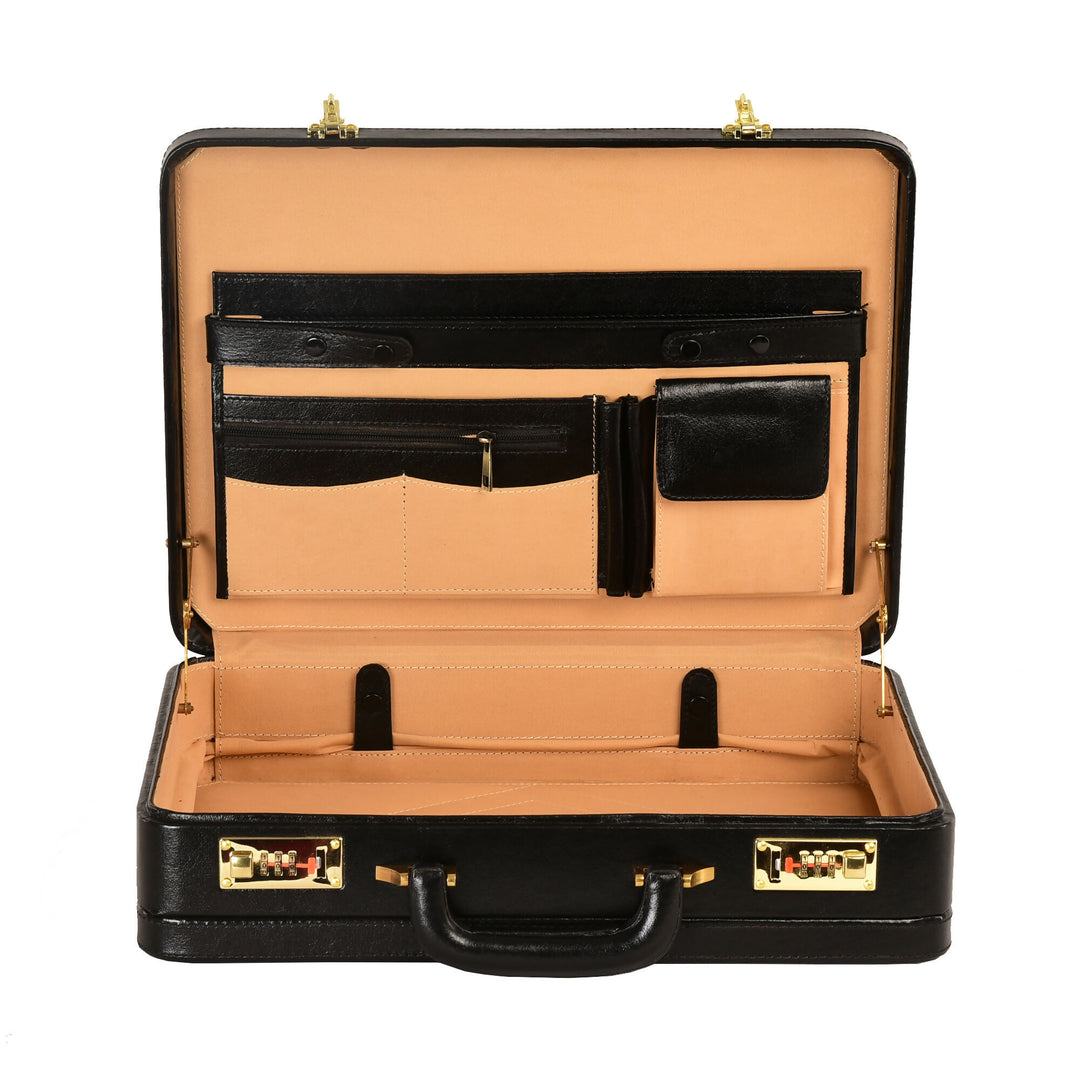 Expandable Leather Briefcase for Mens Leather Attache Handbag for Doctors Business Handbag Black Leather Briefcase Office Briefcase- on Lucasgift