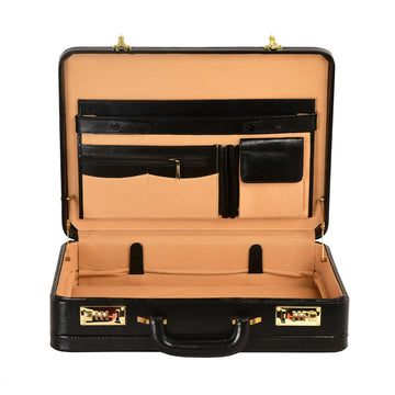 Expandable Leather Briefcase for Mens Leather Attache Handbag for Doctors Business Handbag Black Leather Briefcase Office Briefcase- on Lucasgift