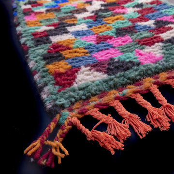 Handwoven Wool Small Moroccan Rug - Berber Rug 2x3 ft - Striped Multicolor Boho Accent Rug- on Lucasgift